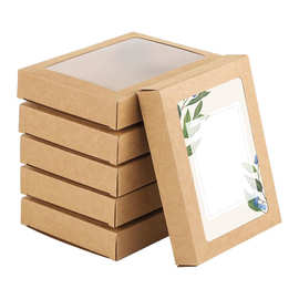跨境牛皮纸相框照片收纳盒贺卡小礼物包装盒糖果饼干开窗折叠纸盒