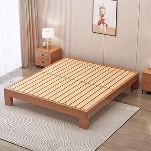 Full Beech Tatami Simple Bed Frame Solid Wooden Bed Modern Simple Bedroom Bed Double Bed Bedroom Home Single Bed
