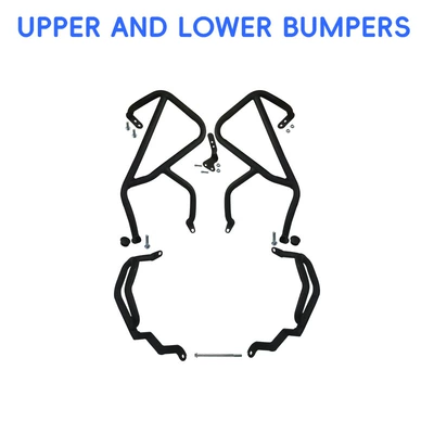 Suitable for Honda NX400 crash guards, anti-fall protection, upper and lower bumpers, main stand, rear rack, side bag modification (Motorcycle bumper) - reinforced-upper-and-lower-bars