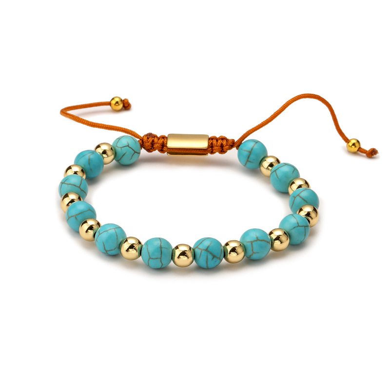 Amazon Venta caliente de piedra natural ágata pulsera tejida a mano de piedra natural pareja pulsera de cuentas