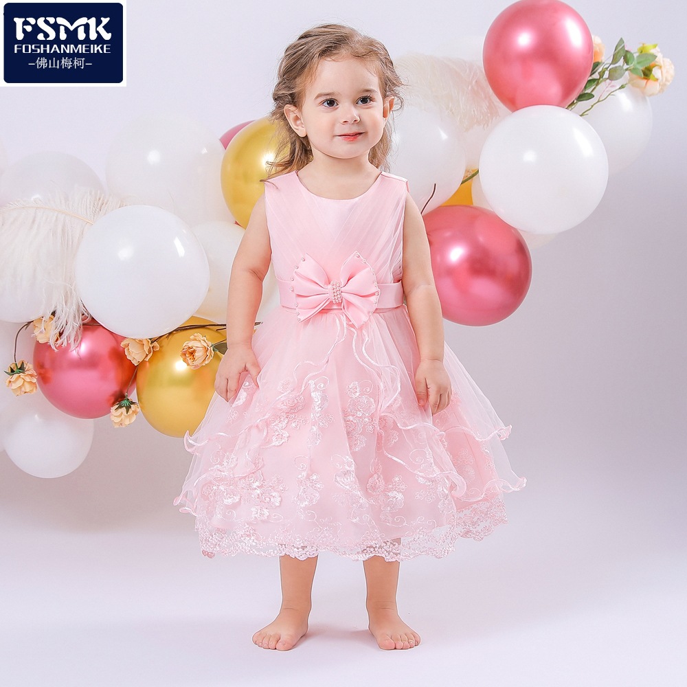 Vestido de princesa floral para niñas pequeñas, estilo nuevo 2026, para bebés de 1 año y niñas de 100 días, ideal para ocasiones transfronterizas.