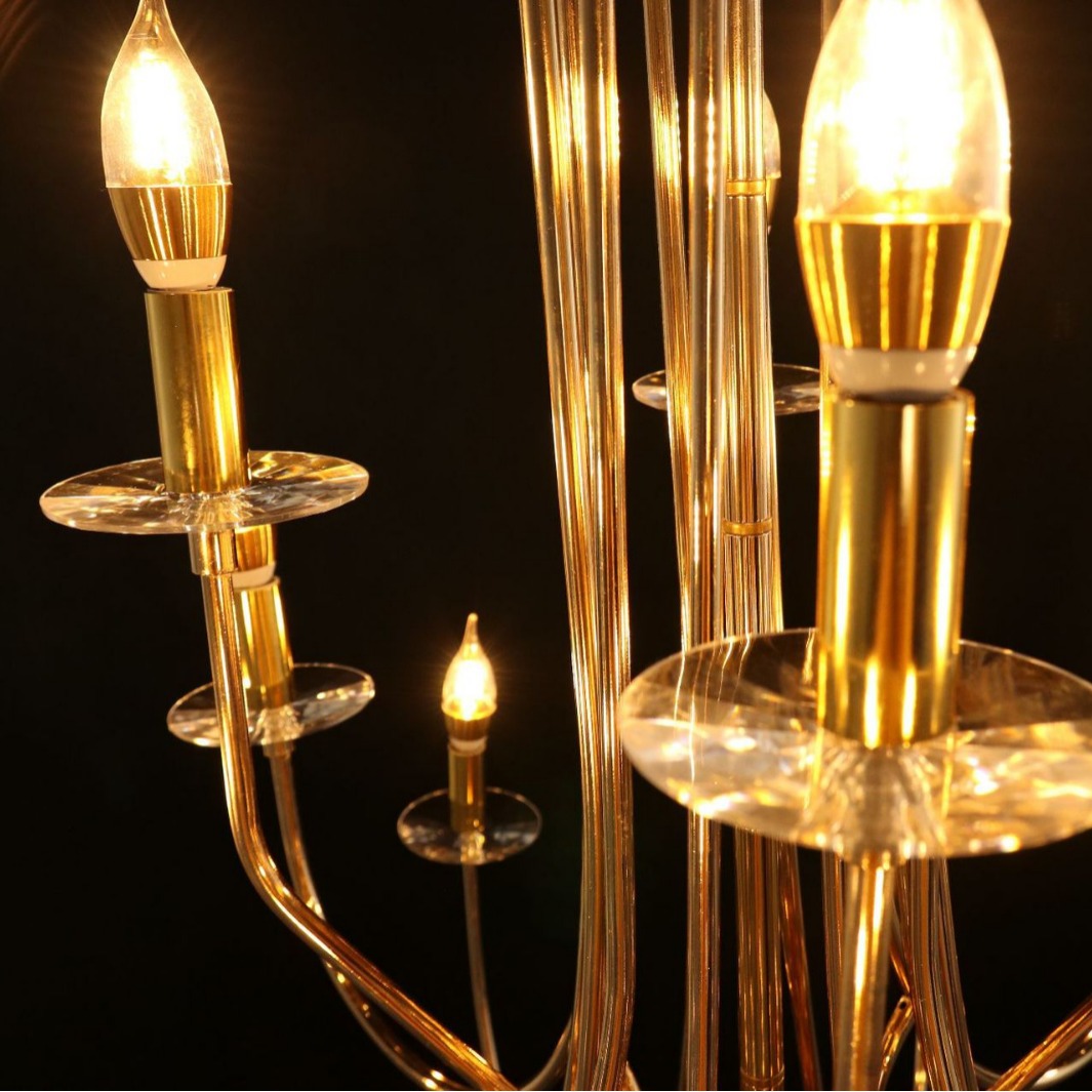 Salón de bodas europeo decoración de vela de hierro forjado lujoso lámpara de lujo hotel centro comercial restaurante decoración de props