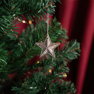 [factory Direct Sales] 5cm Small Five-pointed Star New Year and Christmas Decoration Export Christmas Tree Pendant Cross-border Five-star