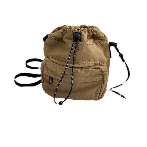  New Bag Korean Drawstring Nylon Crossbody Bag Women’s Summer Niche Versatile Shoulder Bag Lightweight Small Square Bag