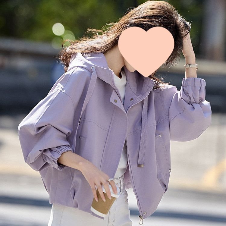 通勤短款连帽外套女2025年新款春秋款小个子宽松休闲夹克上衣|undefined
