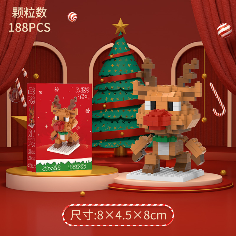 Comercio exterior transfronterizo al por mayor regalo de Navidad micropartículas bloques de construcción de diamantes rompecabezas juguetes de montaje árbol de Navidad Papá Noel image 7