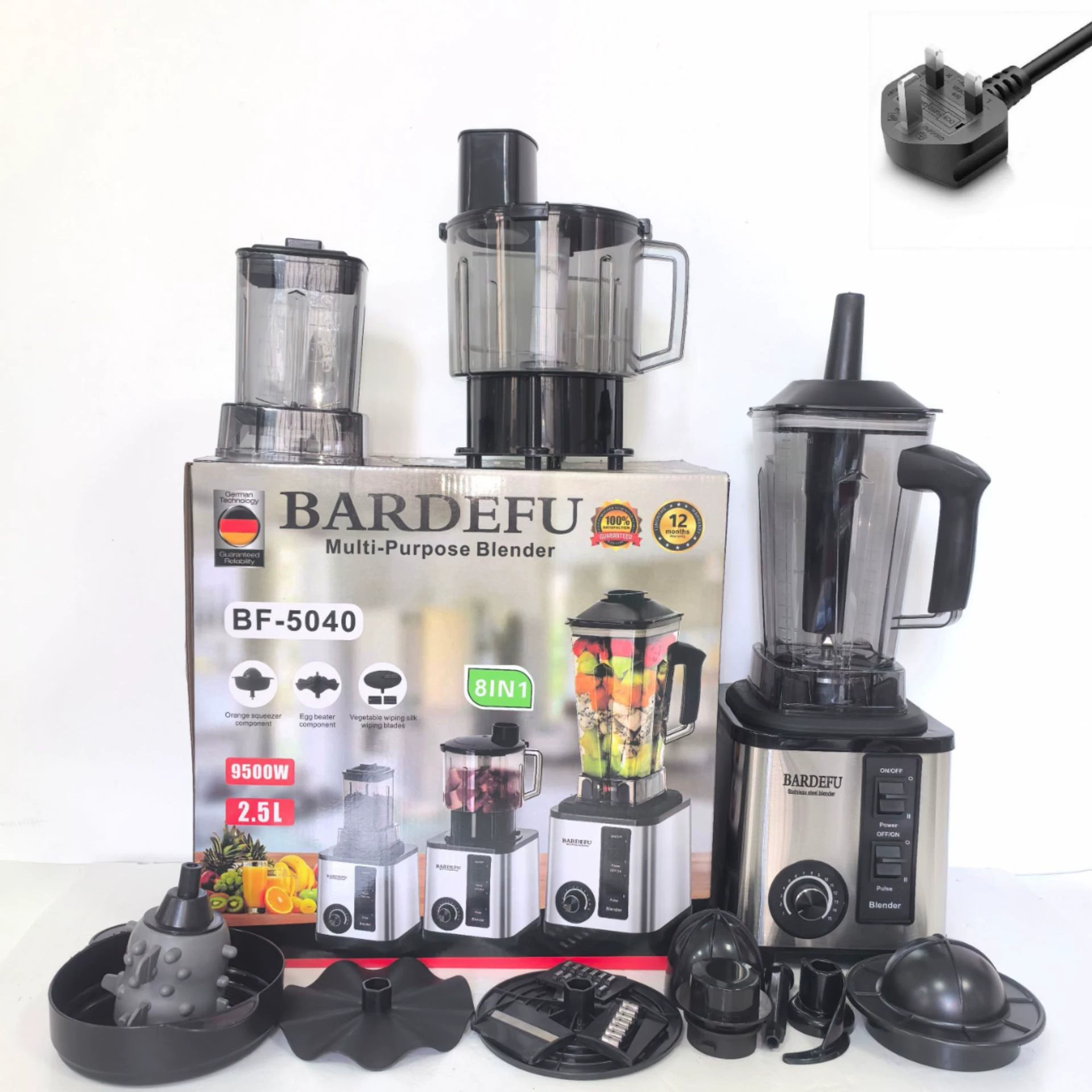 Cross-border 4L 8-in-1 blender for commercial use, stainless steel, high-power, pure copper mixer, meat grinder, crushed ice, juice extractor