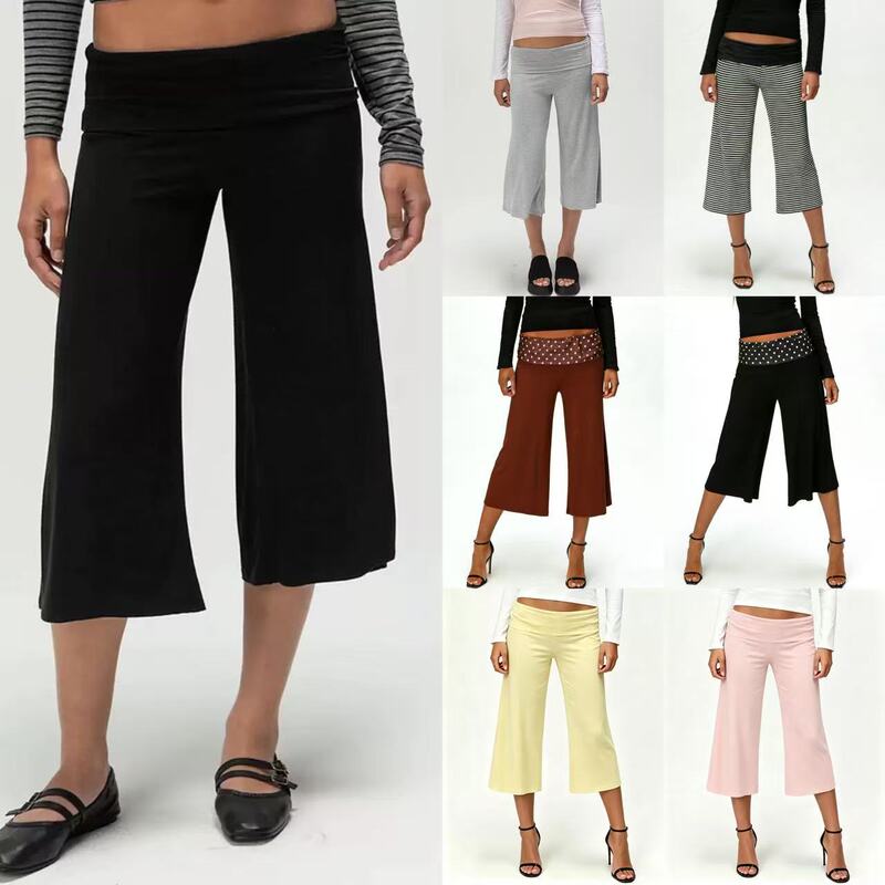 Amazon Women's Casual Pants European and American Cross-Border Vacation Loose Fashion Trendy Cropped Cuffed Capri Pants