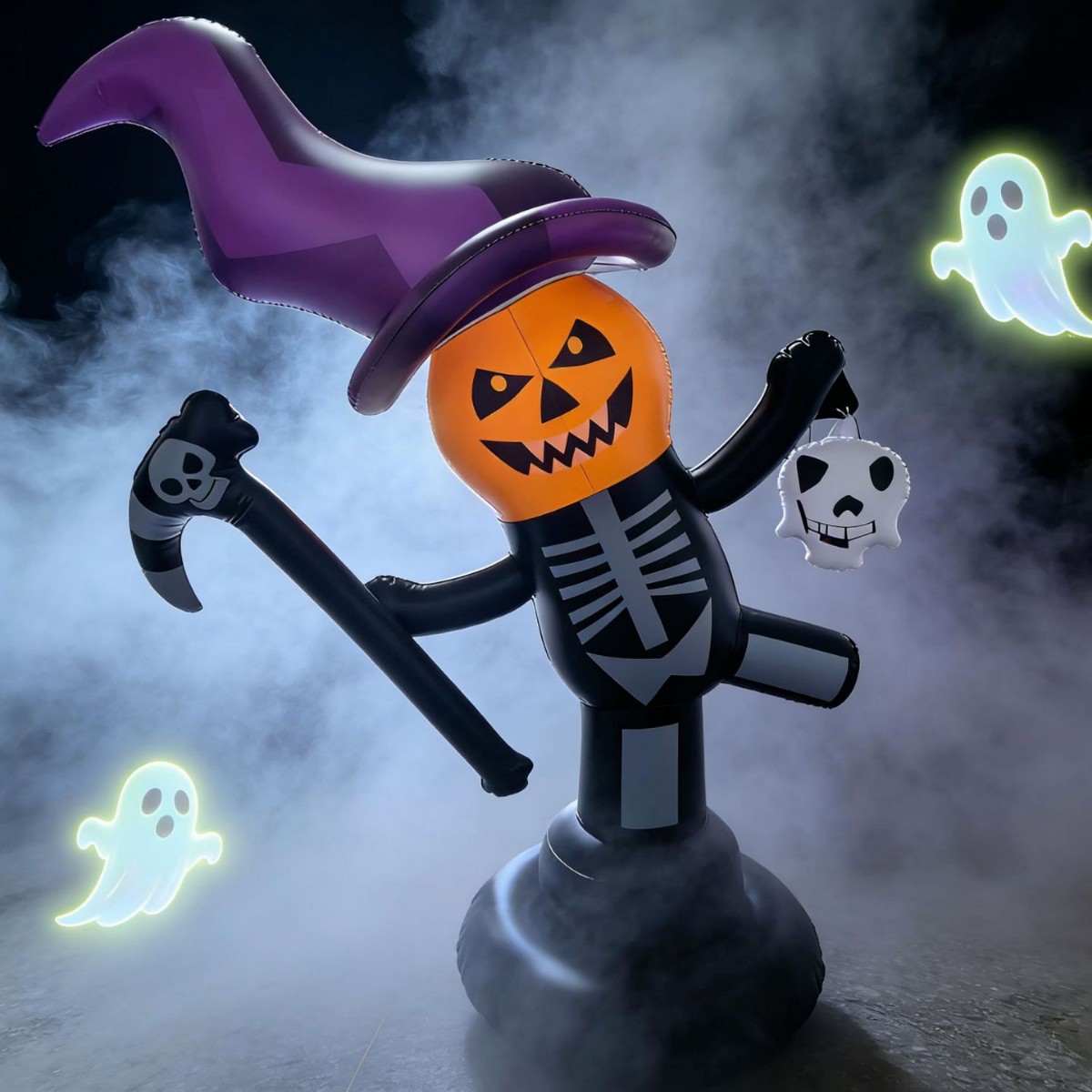 PVC inflatable Halloween pumpkin skull patio decoration for Halloween parties, gardens, lawns, indoor and outdoor display.