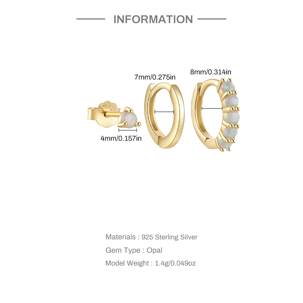 4g Weight Zircon Inlay Material Earrings Classification 3 Pieces Set Quantity Daily Occasion 925 Sterling Silver Material Geometric Pattern Women's Gender Plating, Inlay Design Simple Style Style 3 Pieces Set 925 Sterling Silver Zircon Geometric Earrings 4