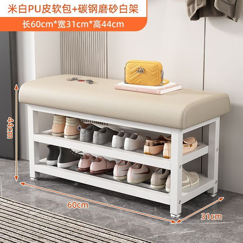 家庭用玄関用の錬鉄製靴交換スツール、ソフトパッケージクッション、靴ラック、座ることができる靴スツール、玄関スツール、玄関ドア靴キャビネットスツール|undefined