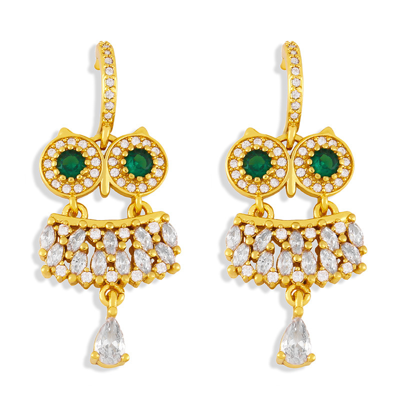 الأزياء الإبداعية الزركون الحيوان البومة أقراط بالجملة Nihaojewelry display picture 2