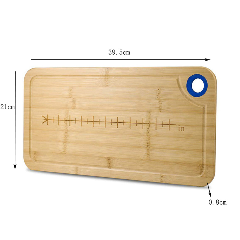Tablero de cortar de bambú tabla de cortar de bambú doméstica con anillo de silicona tabla de cortar multifuncional cocina fruta y verdura tabla de cortar de Bambú