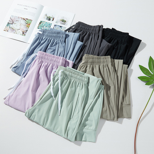 2024 New Ice Silk Wide Leg Pants for Women Summer High Waist Drape Loose Straight Casual Pants for Men Slimming and Versatile