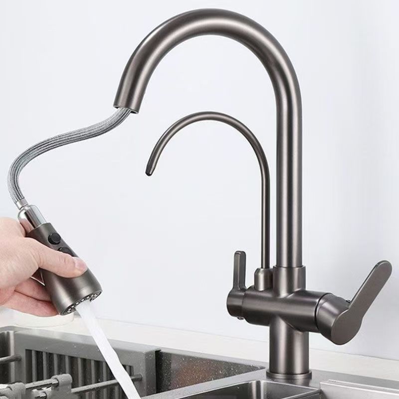 grifo de cocina de cobre completo tipo de extracción caliente y frío bebida directa 3 en 1 agua pura fregadero lavabo de verduras grifo de tres usos