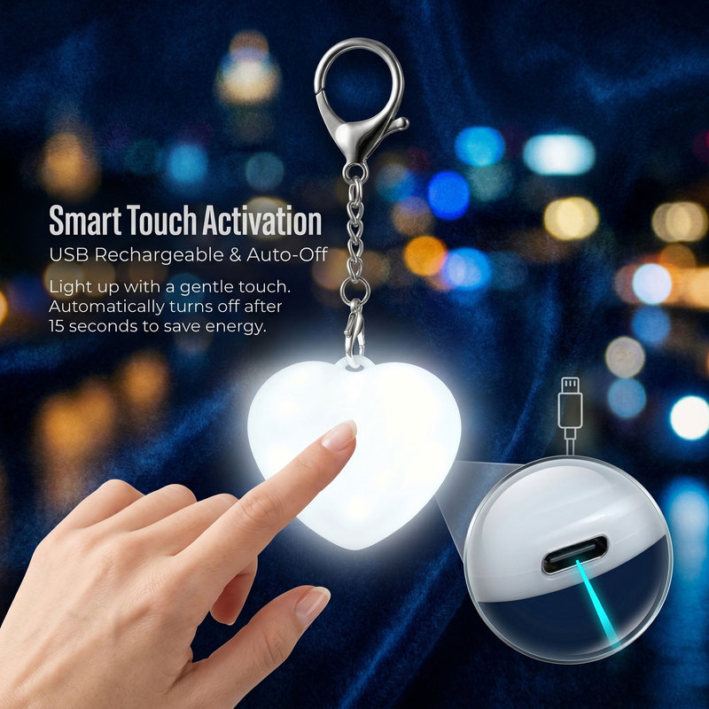 Cross-Border Heart-Shaped Touch Sensor Night Light USB Rechargeable Glowing Keychain Light Heart-Shaped Sensor Light Manufacturer
