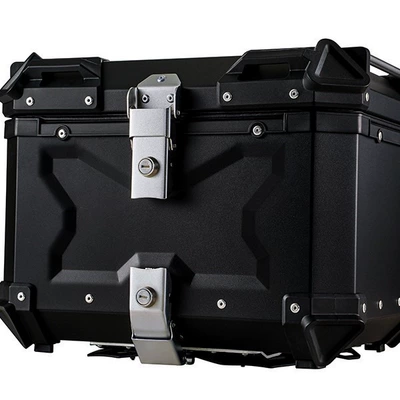 detachable, flat X-embossed silver — Motorcycle trunk