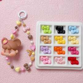小号彩色烤漆KT蝴蝶结直孔亚克力串珠diy手链项链材料饰品配件