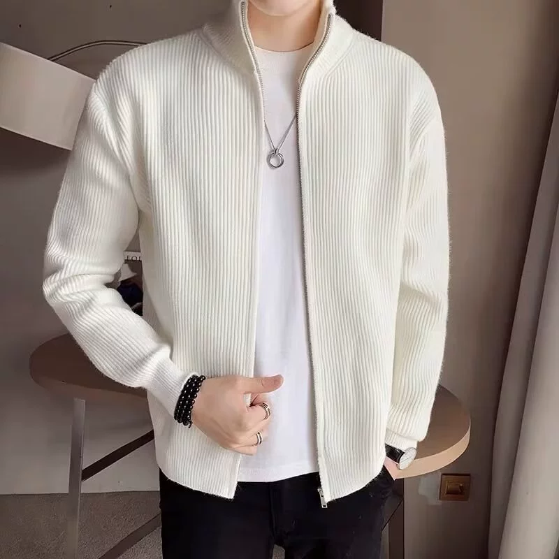 Knitted cardigan, men's autumn demi-season sweater, jacket with zipper