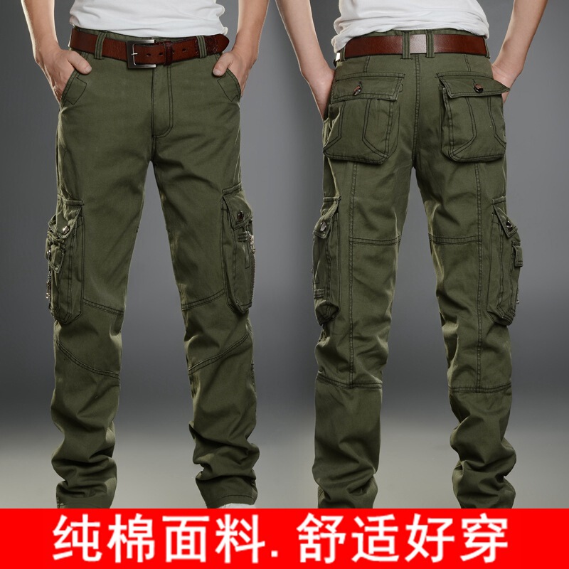New Cotton Work Pants for Men with Multiple Pockets, Loose Straight-Leg Casual Pants, Durable and Wear-Resistant Work Pants, Security Guard Military Pants