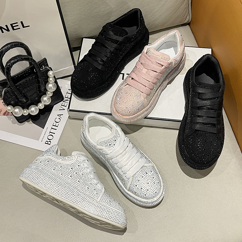 Europese Station Nieuwe Daddy Schoenen Strass Dikke Zolen Casual Sportschoenen Dames S Volledige Diamond Muffin Schoenen Strass Enkele Schoenen_voghion.com