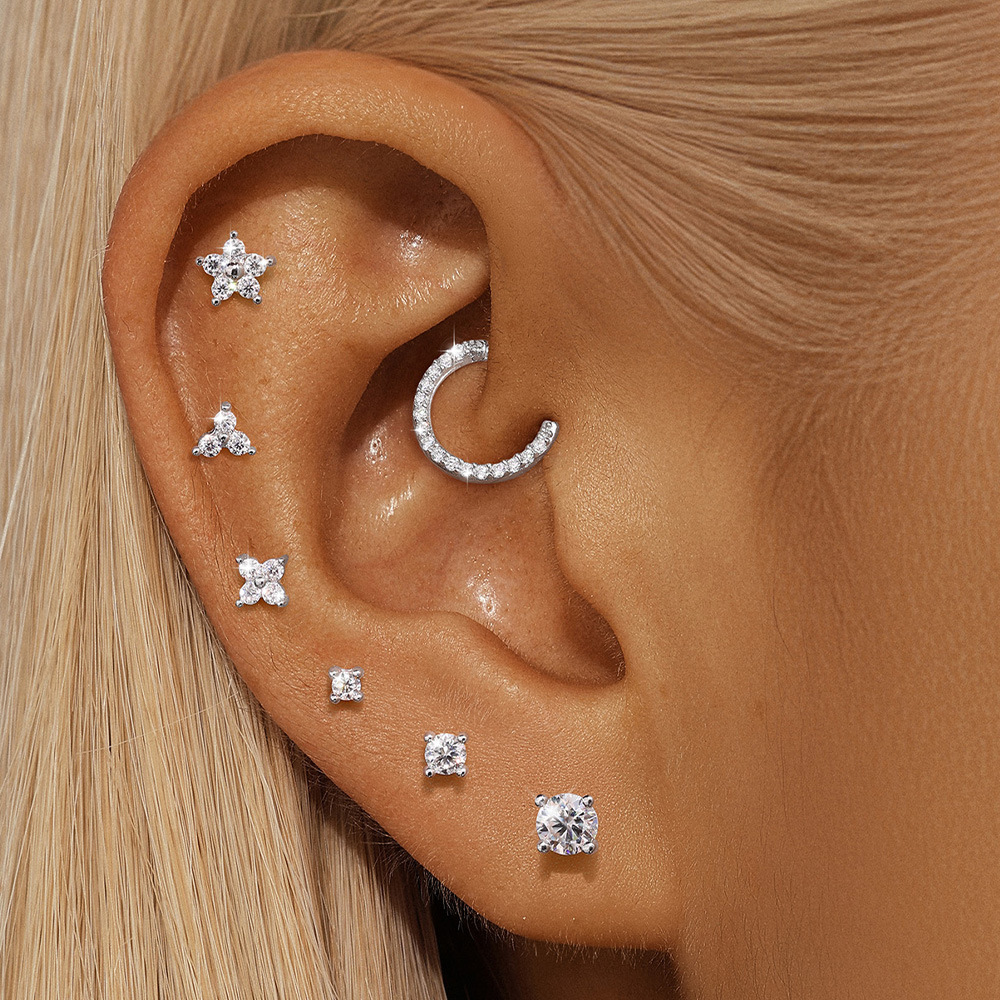 3g Weight Zircon Inlay Material Ear Studs Classification Ear Cartilage Rings & Studs Piercing Type 1 Piece Quantity Daily Occasion 925 Sterling Silver Material Geometric Pattern All Seasons Season Unisex Gender Elegant, Simple Style Style 1 Piece Ear Cartilage Rings & Studs Elegant Simple Style Geometric 925 Sterling Silver Zircon Ear Cartilage Rings & Studs 8
