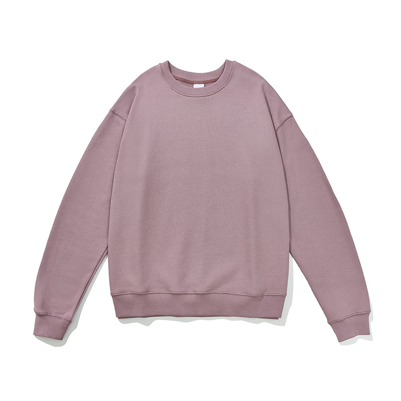 boy Spring And Autumn New Solid Color Crew Neck Sweatshirt For Men 380G Terry Cotton Trendy Loose Fit Men's Top Couple's_voghion.com