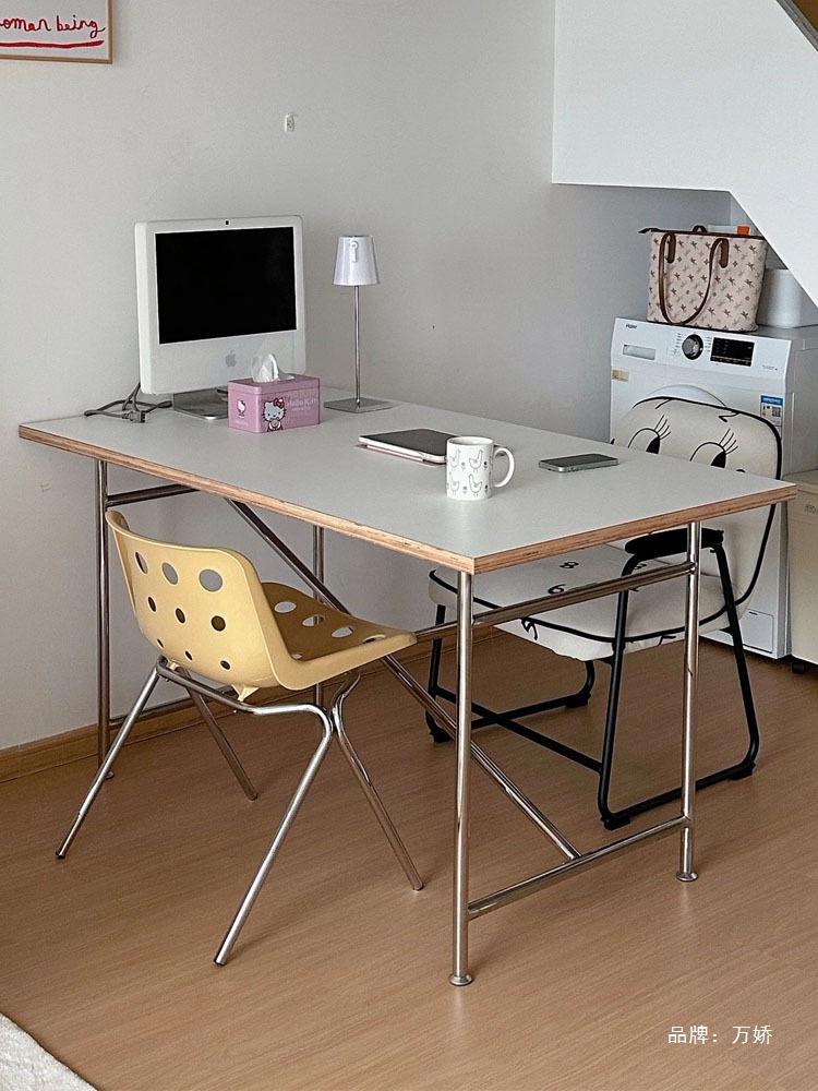 中古包豪斯会议桌简约餐桌办公桌不锈钢长方形韩国现代书桌写字桌