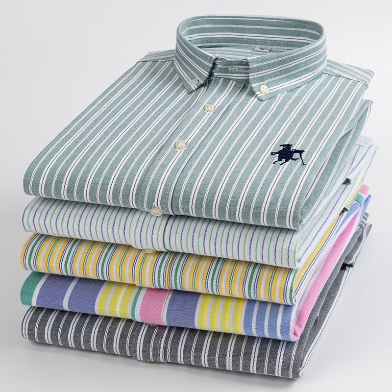 Promotional Paul Men's Spring & Fall Pure Cotton Long-Sleeved Shirt Fashionable Stripesd Embroidered Shirt Pure Cotton Casual Single Top