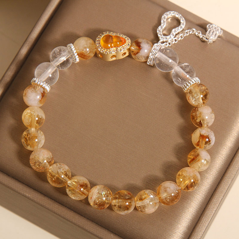 Pulsera de cristal de torre amarilla natural para mujer, lujo ligero, nicho, exquisito colgante de calabaza de todo fósforo, pulsera de cristal, joyería de mano de alta calidad