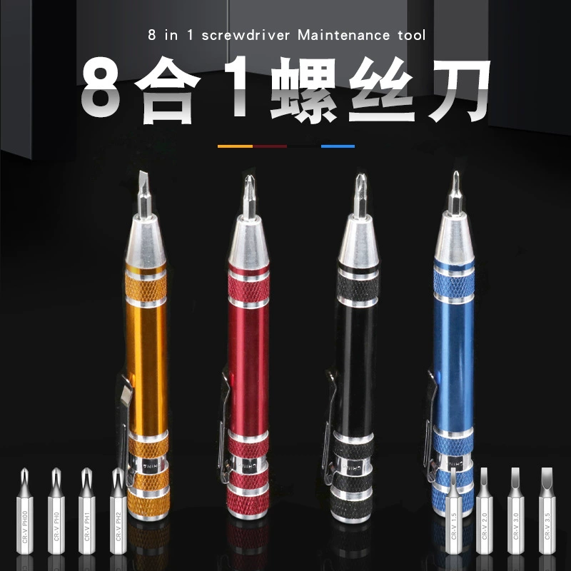 Многофункциональный 8-в-1 отвертка отвертка отвертка из алюминиевого сплава