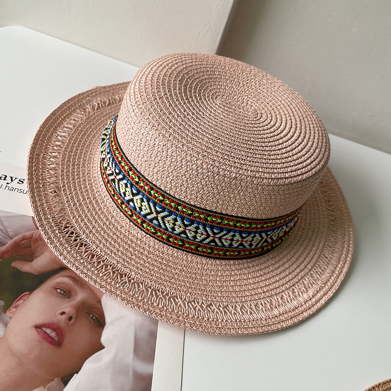 Women's Sweet Geometric Flat Eaves Straw Hat display picture 4