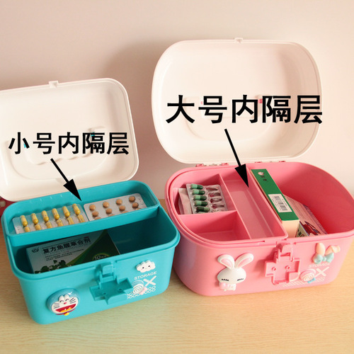 Family size medicine box medicine box multi-layer portable first aid small cute storage box household children's plastic