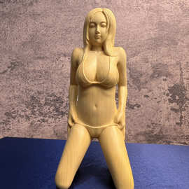 小叶黄杨木雕美女创意个性独特家居茶宠酒柜原木雕刻手工艺品摆件