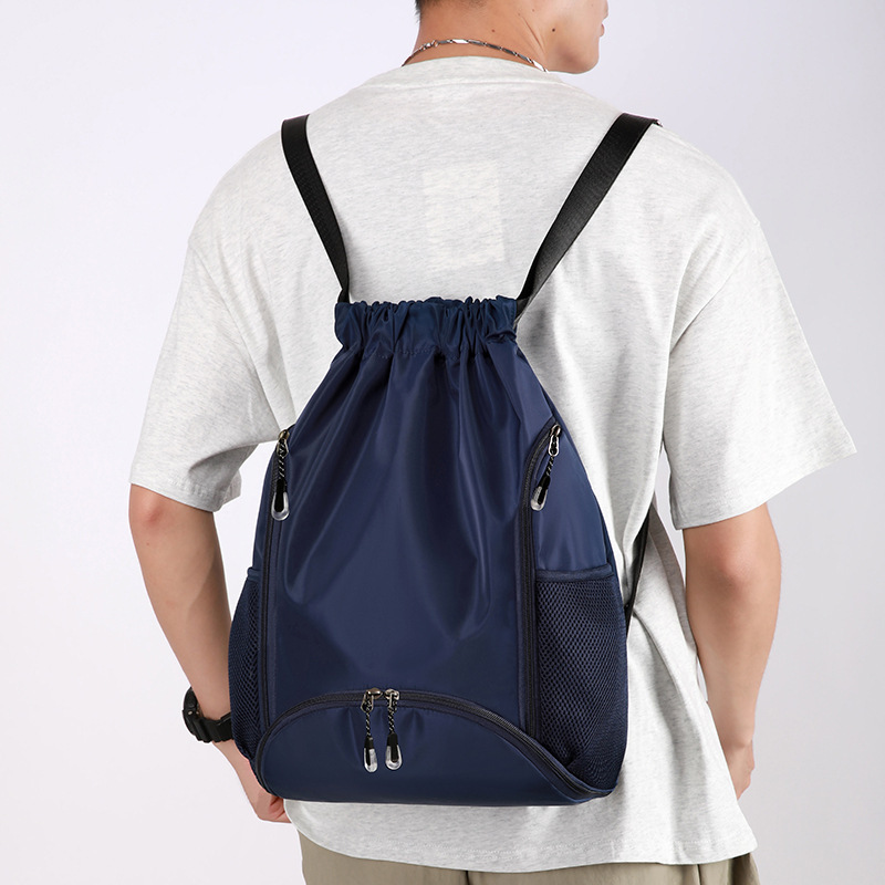 Sports Basketball Drawstring Backpack, Unisex, Simple Casual Travel Bag with Independent Shoe Compartment, Gym Backpack