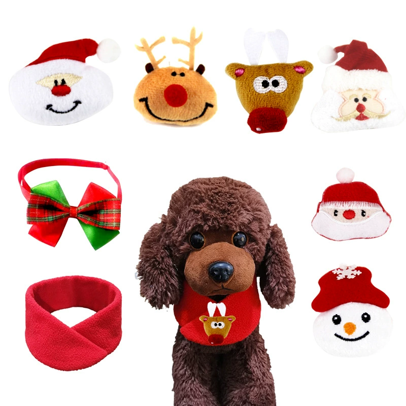 Рождественский шарф для домашних животных новая кошка-собака Рождественские аксессуары галстук-бабочка для домашних животных Праздничная Двусторонняя бархатная ткань индивидуальные продукты