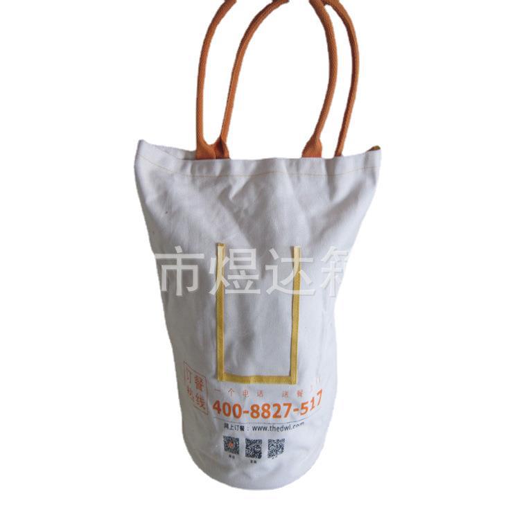 厂家供应销售手提帆布包 帆布袋 广告促销可印字圆筒棉布袋棉布包