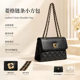 工厂批发皮质女方包大容量通勤时尚百搭牛皮单肩可斜跨定 制包