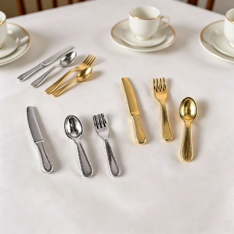 Simulated Mini Knife, Fork, and Spoon Small Ornaments Miniature Scene Dollhouse DIY Handmade Decoration Materials Accessories Food Toys
