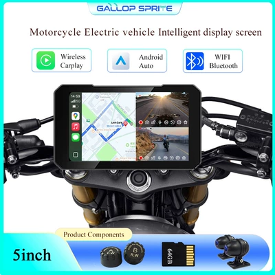 Motorcycle Smart Navigation System CarPlay/Android Auto Wireless Screen Mirroring Dash Cam Waterproof