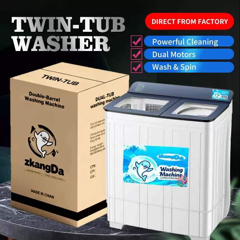 跨境工厂直发双桶洗衣机半全自动家用大容量波轮双缸洗脱两用一体