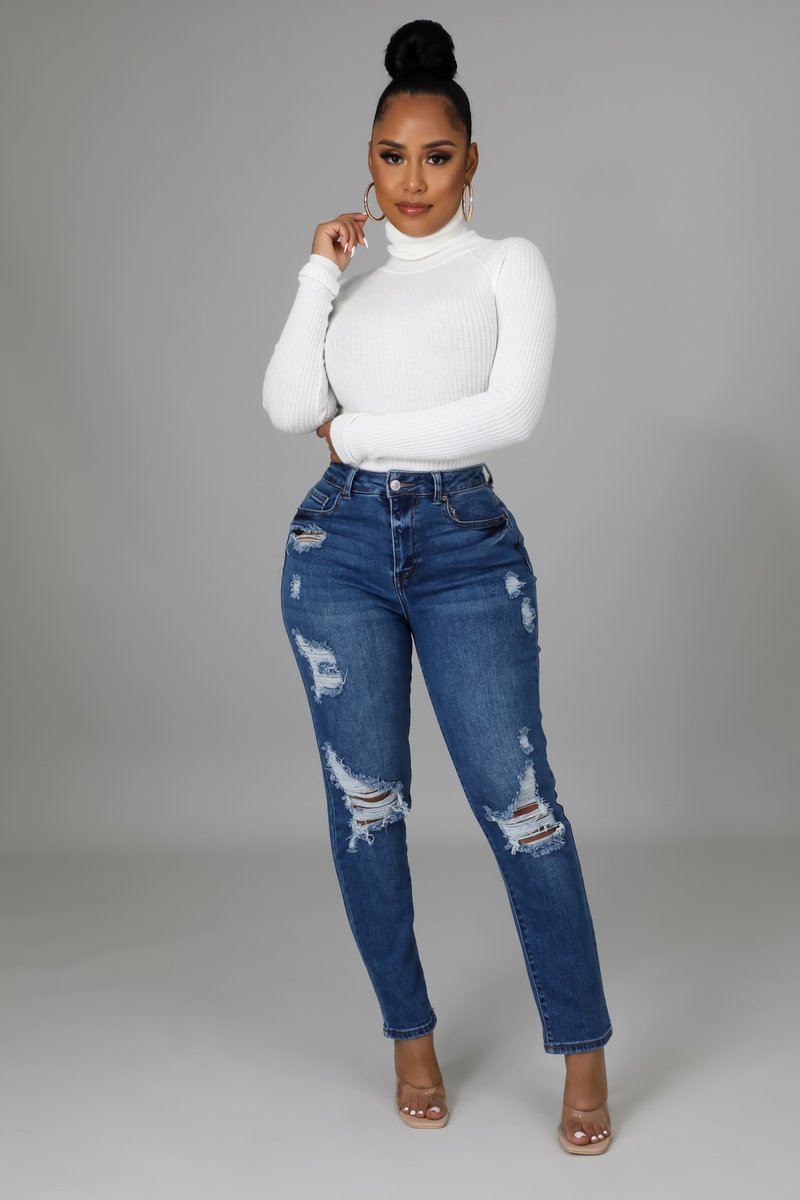 Elastic Ripped slim Jeans NSTH107683