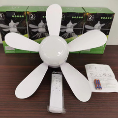 2024新款風扇燈泡三色調光4擋調速LED小型吊扇燈遙控器款車庫燈泡