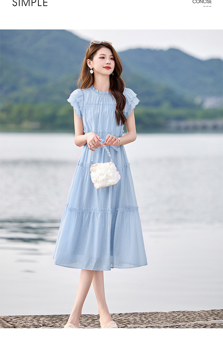 Váy liền suông midi che bụng thời trang hè 2025 dáng rộng khí chất LM6906 — Màu hồng, Màu trắng chi tiết 25