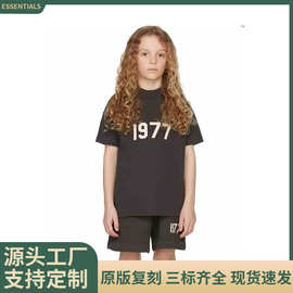 宁波高货1977童装T恤2022SS植绒Kids宽松ESSENTIALS 跨境Tee