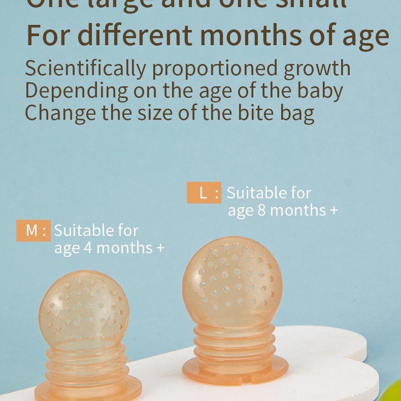 Bebé mordida mordida feliz comer suplementos de fruta super suave antibacteriano grado alimenticio nano plata silicona bebé mordida feliz en stock