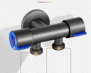 총 회색 일대일 투 아웃 수도꼭지 각도 밸브 (파란색 라벨)