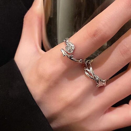 Thorn Rose Couple Ring, Women's Ins Cold Wind Fashion Personality Index Finger Ring Open Adjustable Eccentric Ring