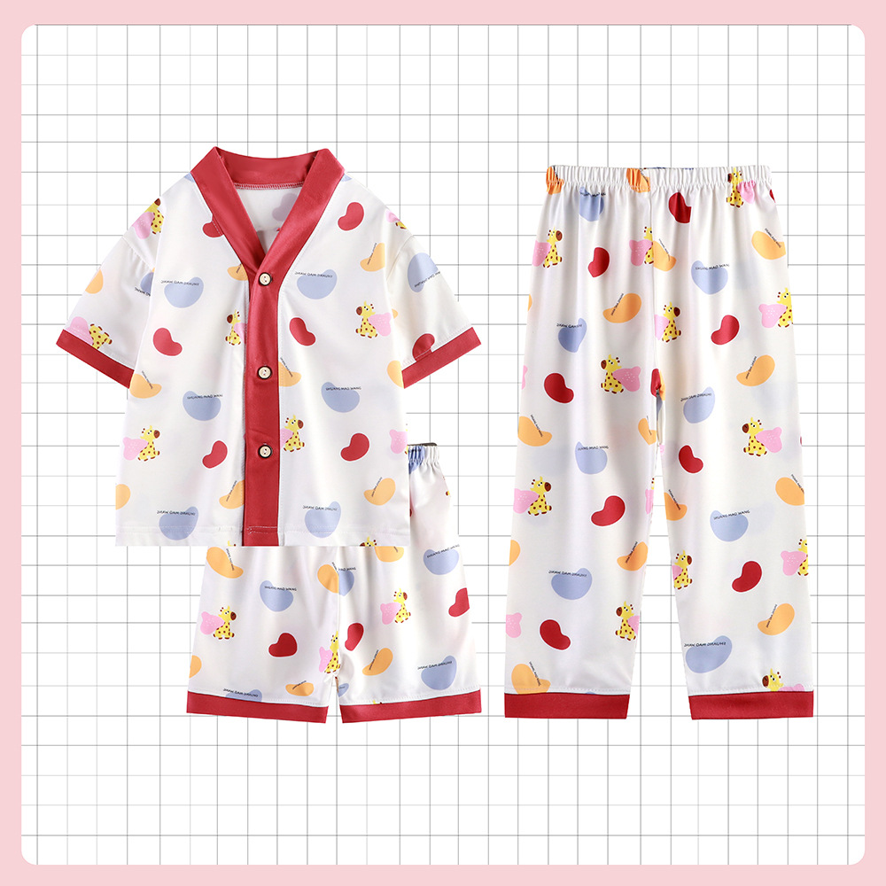 Nuevo traje de ropa para el hogar para niños, pijamas para niños grandes, traje de manga larga, pijamas para niños y niñas de primavera y otoño, traje de tres piezas