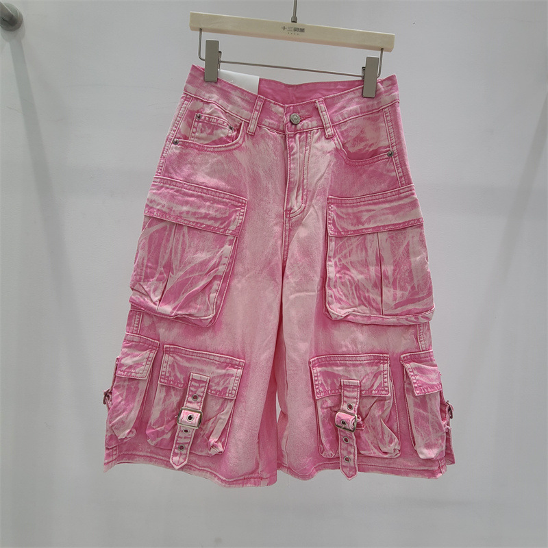 European High-Waisted Denim Shorts for Women, Summer Fashion Trendy Stylish Street-Style Straight-Leg Workwear Wide-Leg Mid-Length Pants